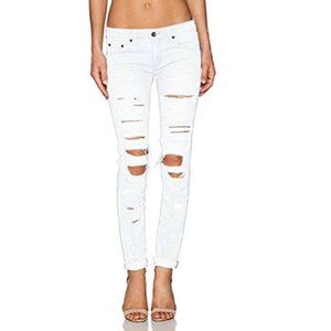 RAG &BONE White Trash Dre Ripped Destroyed Cropped Skinny Low Rise Jeans sz 25
